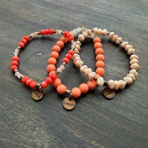 Erimish Vibrant Beaded Bracelet Set - Red, Orange, Cream
